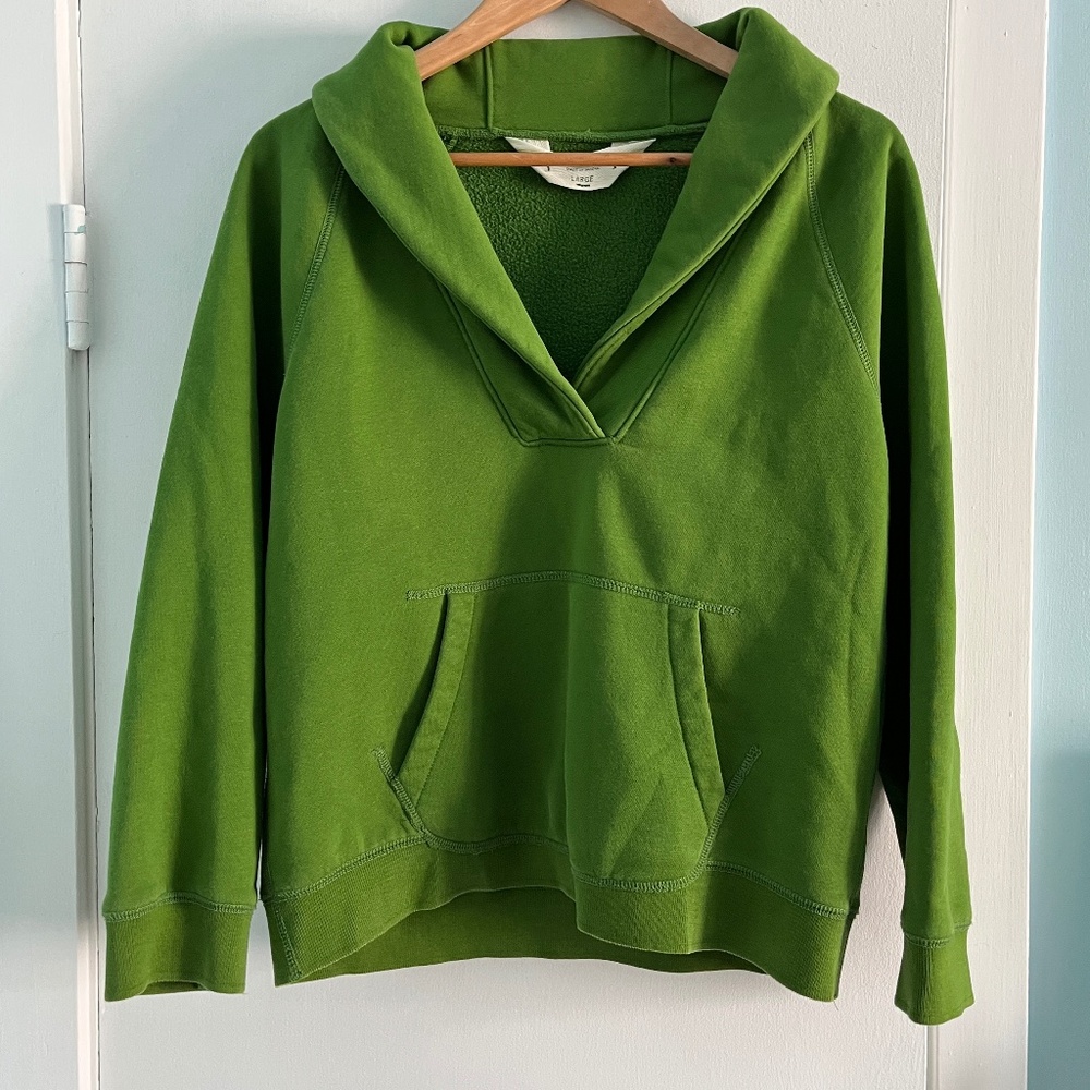 J. Crew Roll Neck Sweatshirt with Front Pocket, L, Green